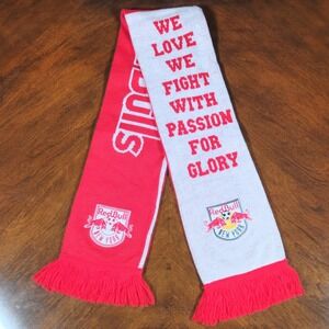 New York Red Bulls Embroidered Scarf "We Love Fight" Soccer MLS New Without Tags